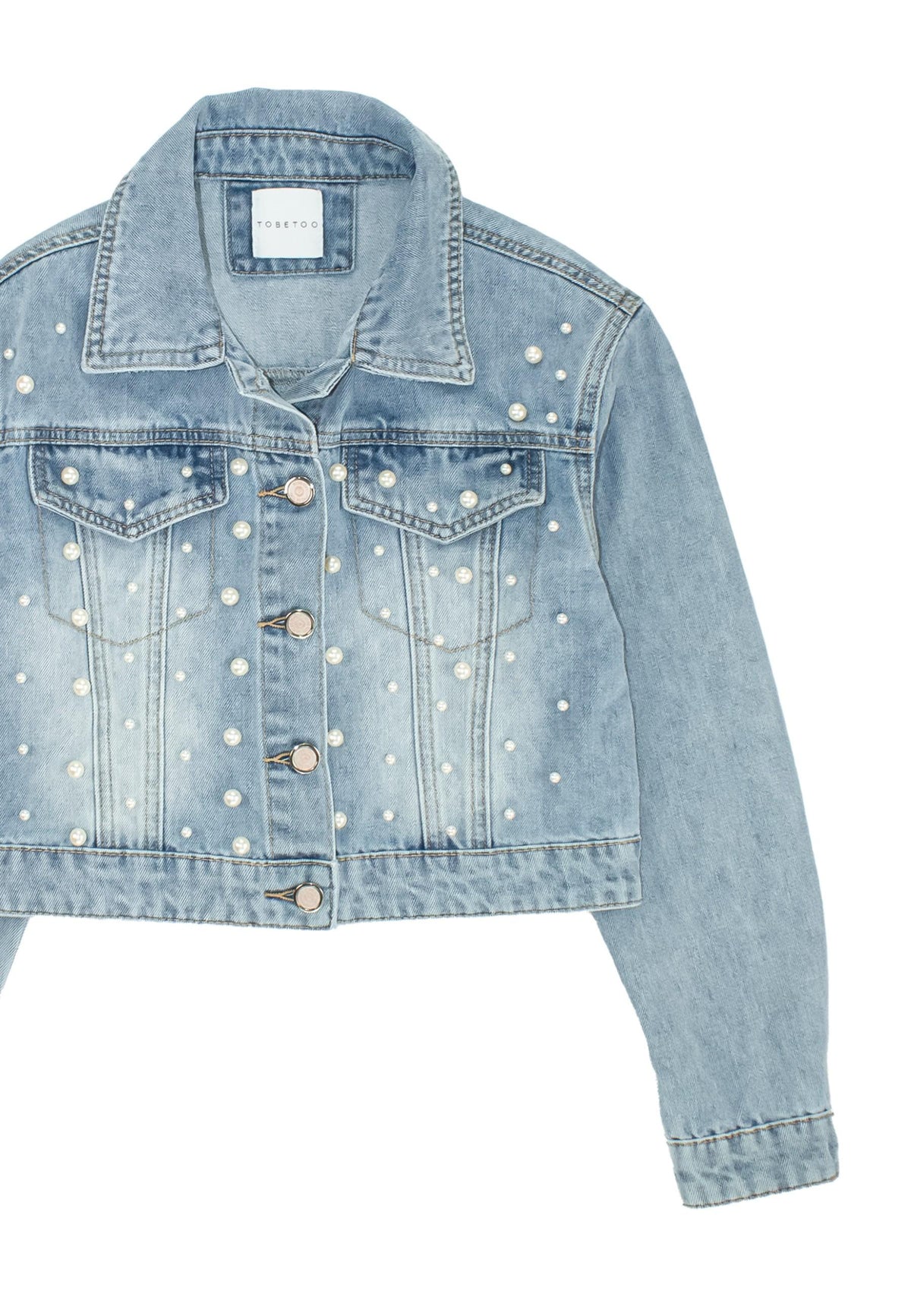 giubbino bambina in jeans con perle applicate to be too T1447C JEANS TO BE TOO