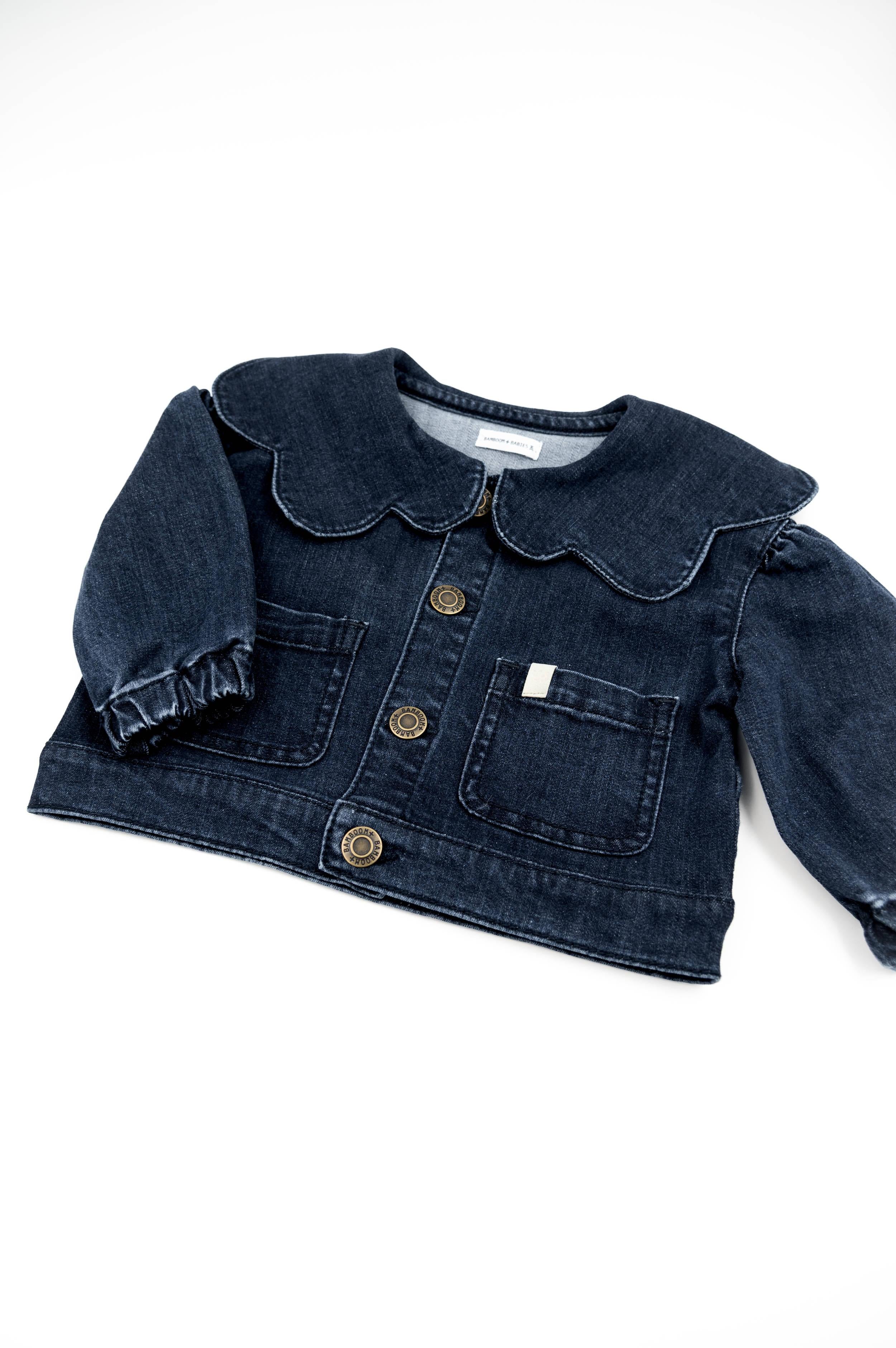 giacca neonata con colletto a fiore denim bamboom 1022 BLU BAMBOOM