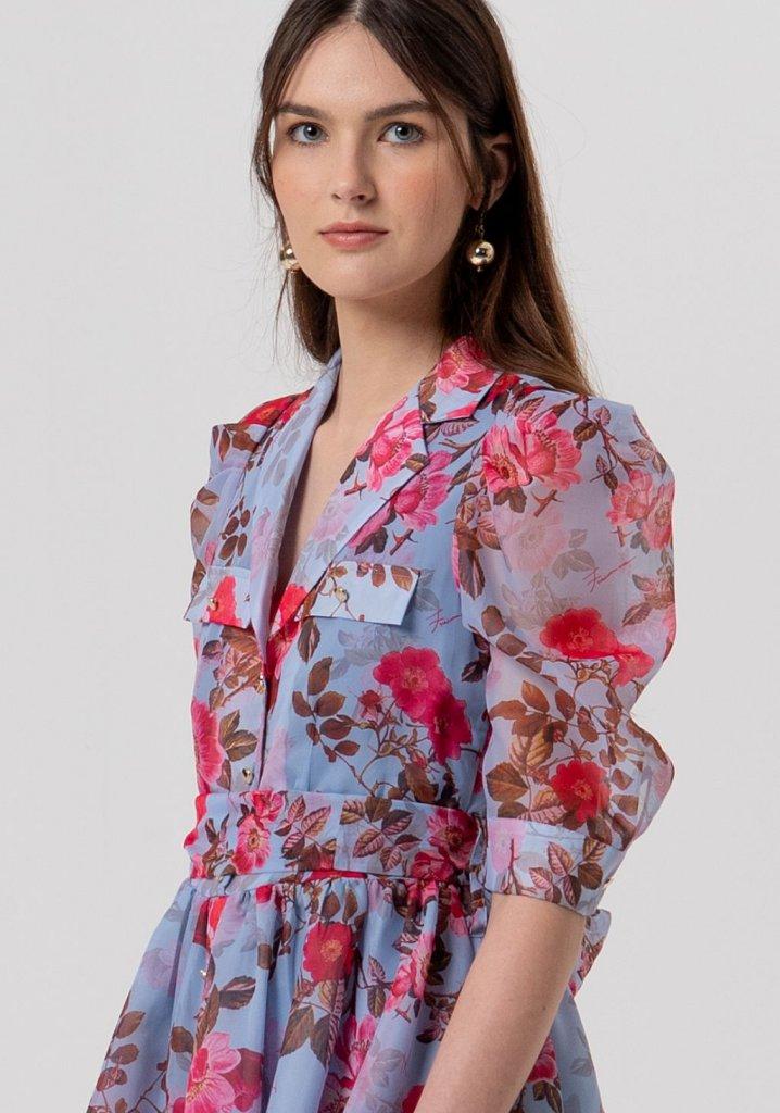 ABITO MIDI IN FANTASIA FLOREALE FRACOMINA FR26SD1032W775R8 LIGHTBLUCHERRY FRACOMINA
