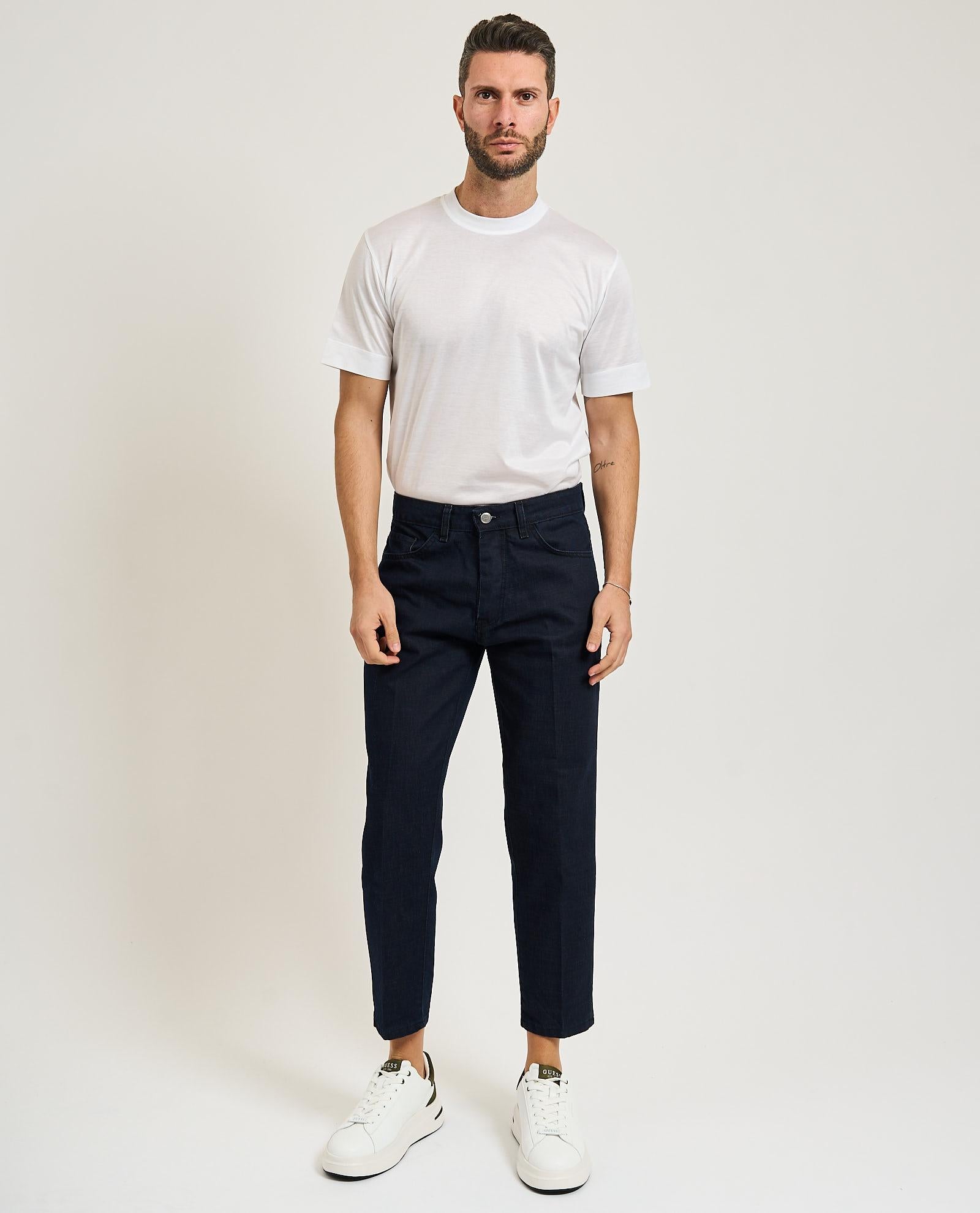 JEANS UOMO IN DENIM SCURO TELA FERMA GAZZARRINI PSI734 BLU GAZZARINI