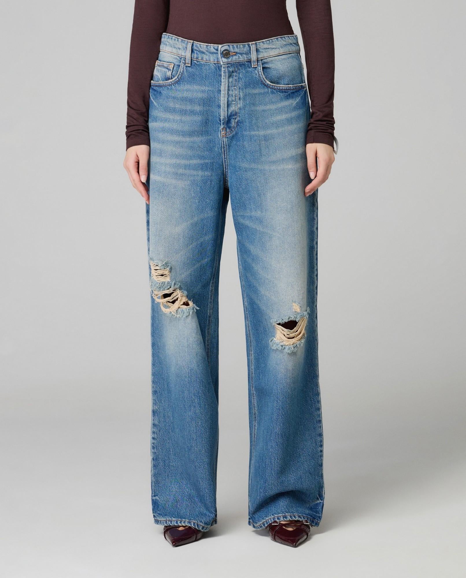 JEANS DONNA VITA MEDIA PALAZZO CON STRAPPI HINNOMINATE HMABW02339 BLUE DENIM HINNOMINATE