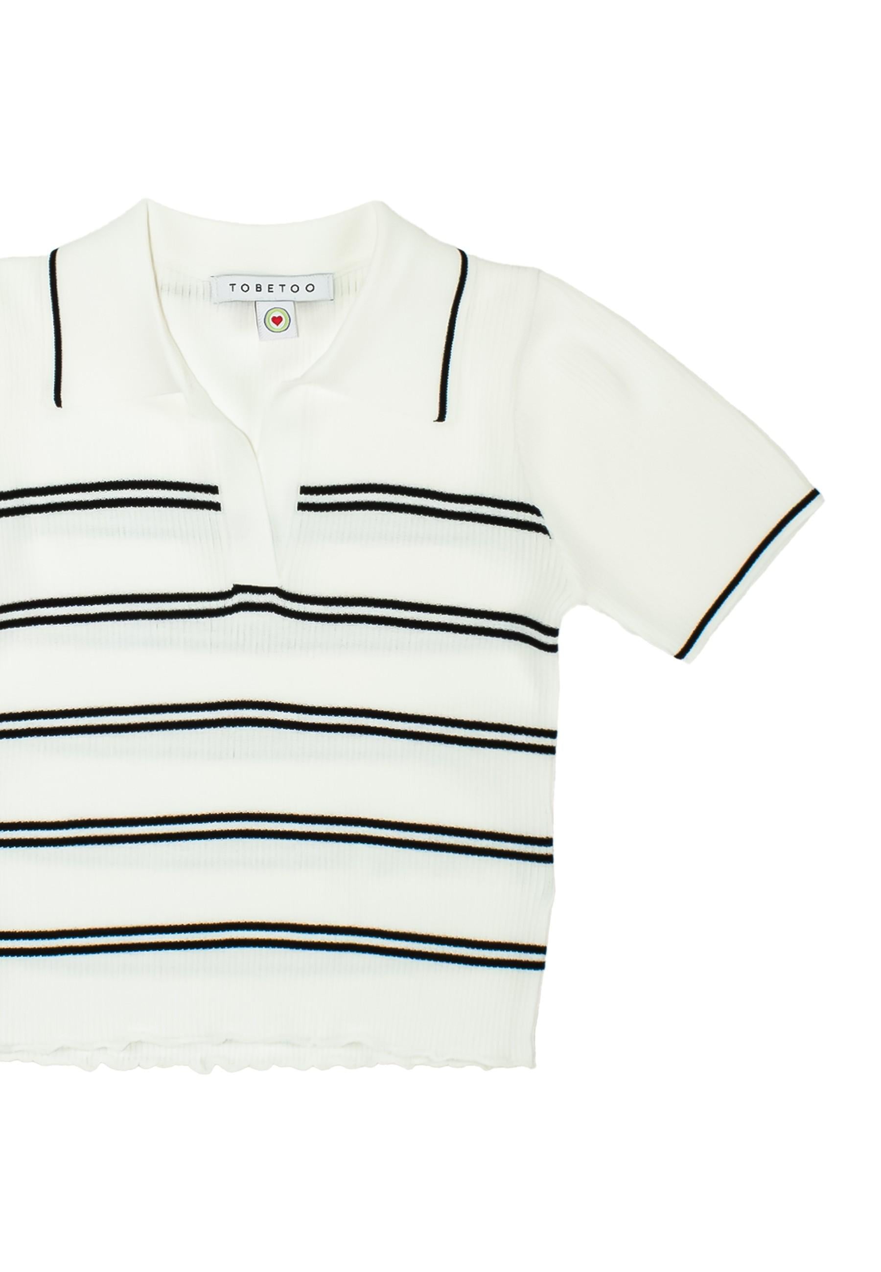 POLO BAMBINA IN MAGLIA A RIGHE ORIZZANTALI BIANCO TO BE TOO TB1534M NERO TO BE TOO