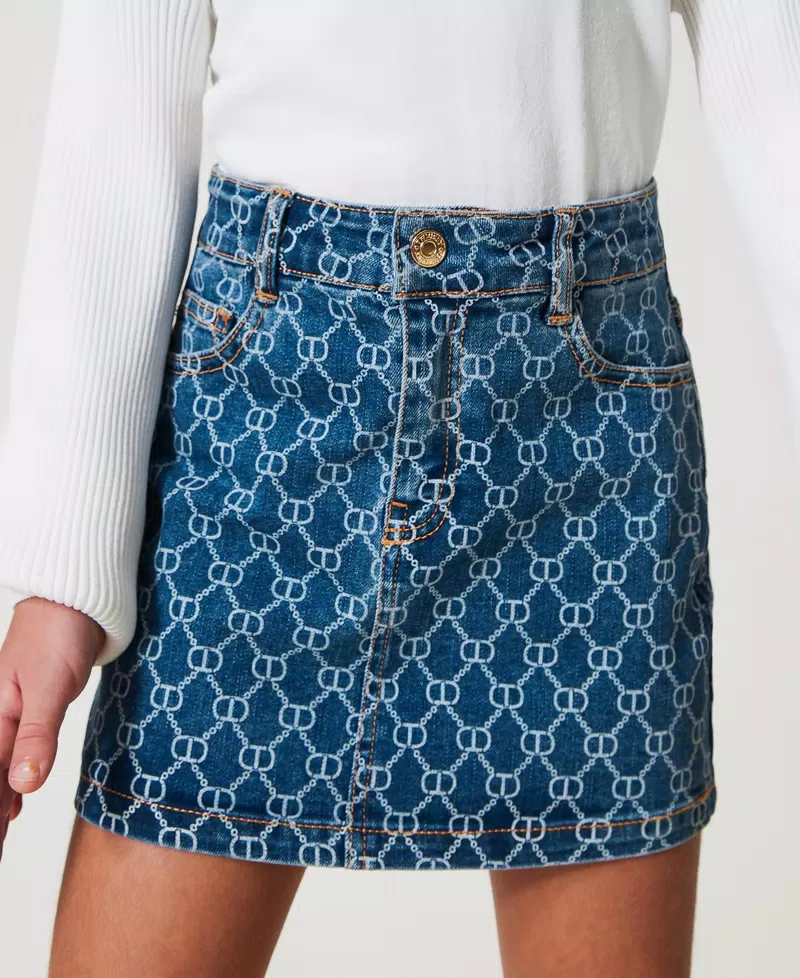 Minigonna in jeans con Oval T all over 251GJ2511 DENIM TWINSET KIDS