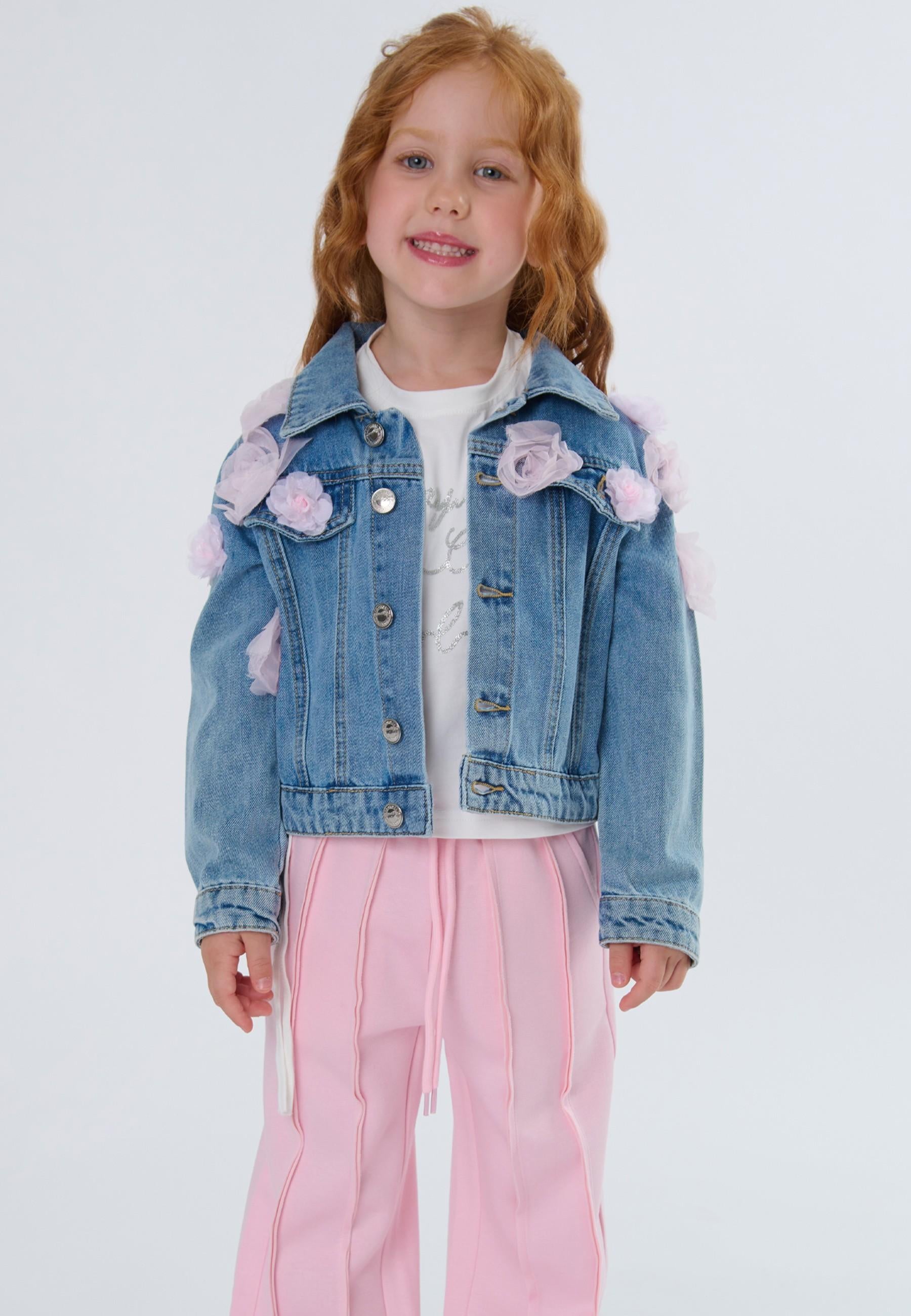 giubbino bambina in jeans con applicazioni to be too TB1612C JEANS TO BE TOO