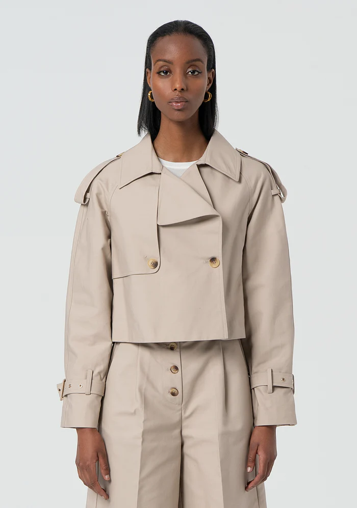 Trench cropped in cotone FR25SC7001W76401 MUD FRACOMINA