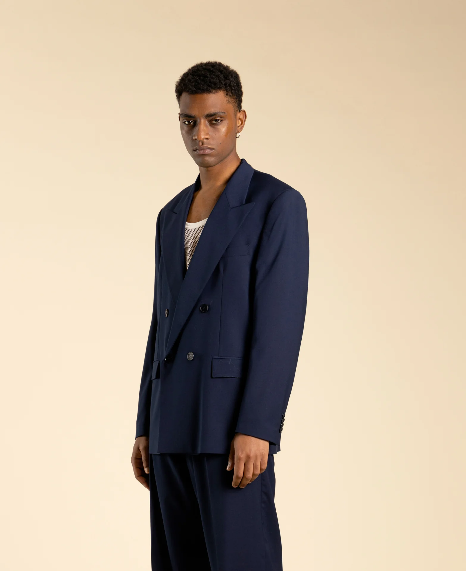 Giacca doppiopetto oversize in poliviscosa<BR/> GIA322 BLU I'M BRIAN