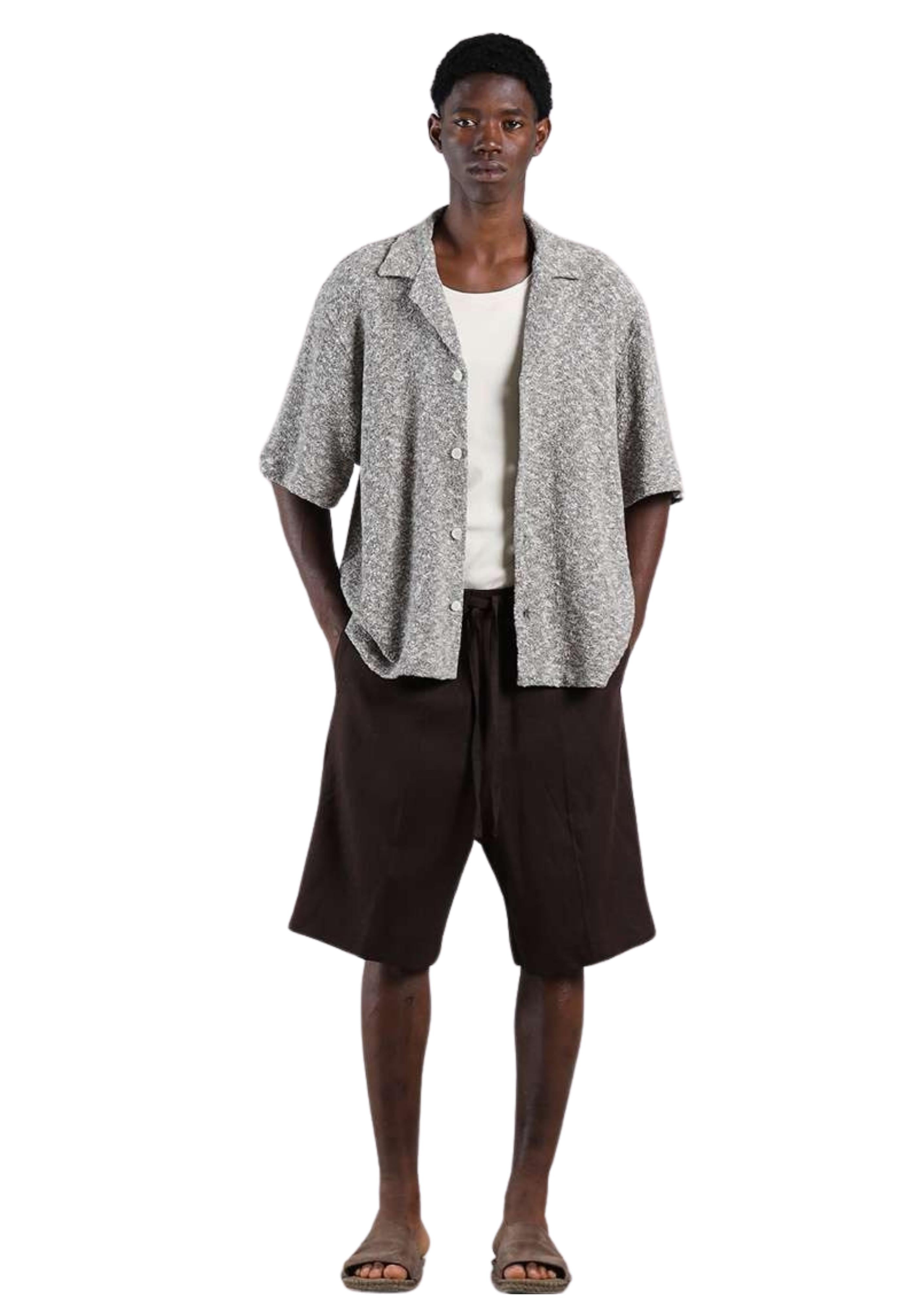 bermuda uomo in misto lino con elastico in vita moro i'm brian BE3701 MORO I'M BRIAN