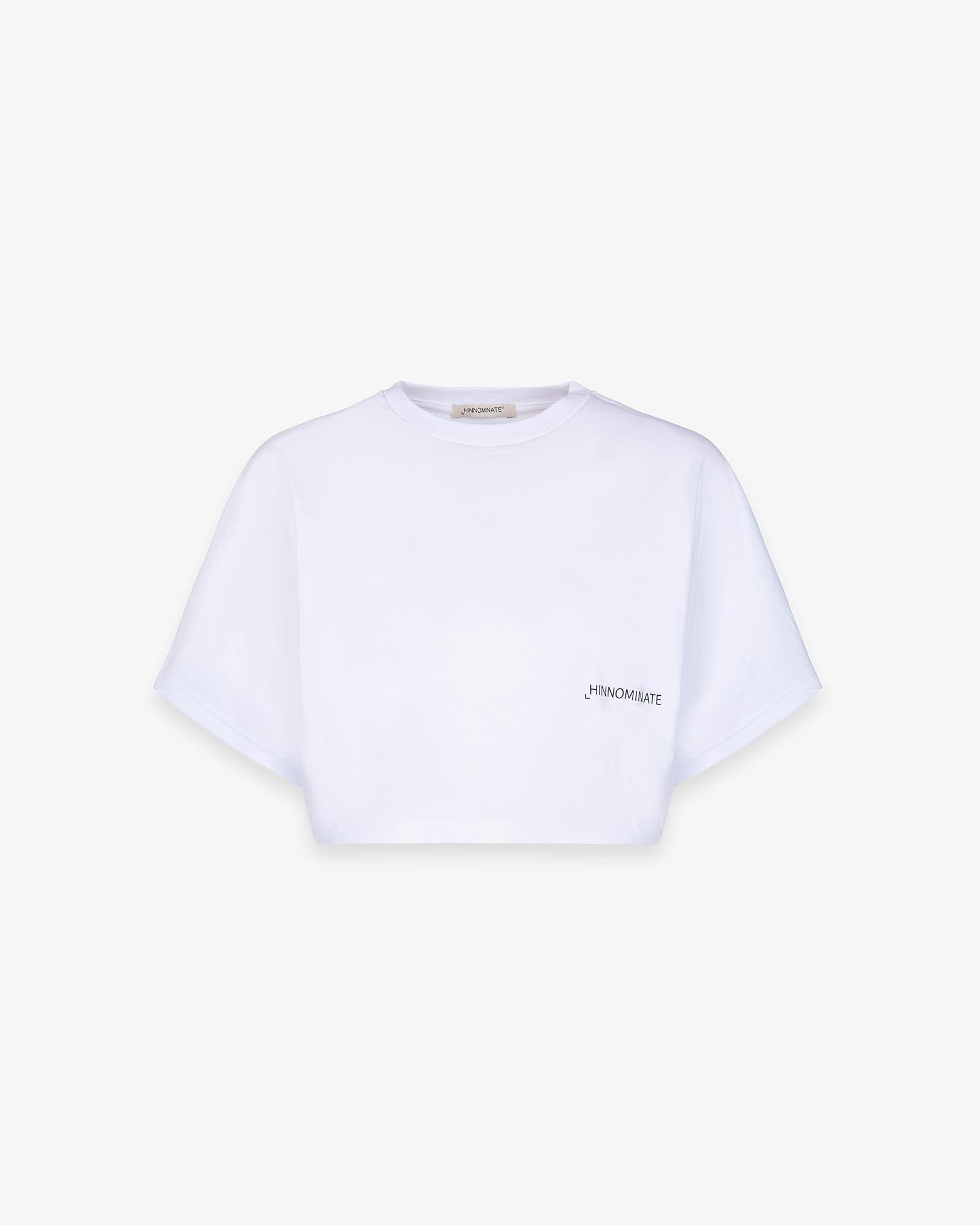 CROP DONNA TOP IN JERSEY A MEZZA MANICA AMPIA BIANCO HINNOMINATE HMABW02371 BIANCO HINNOMINATE
