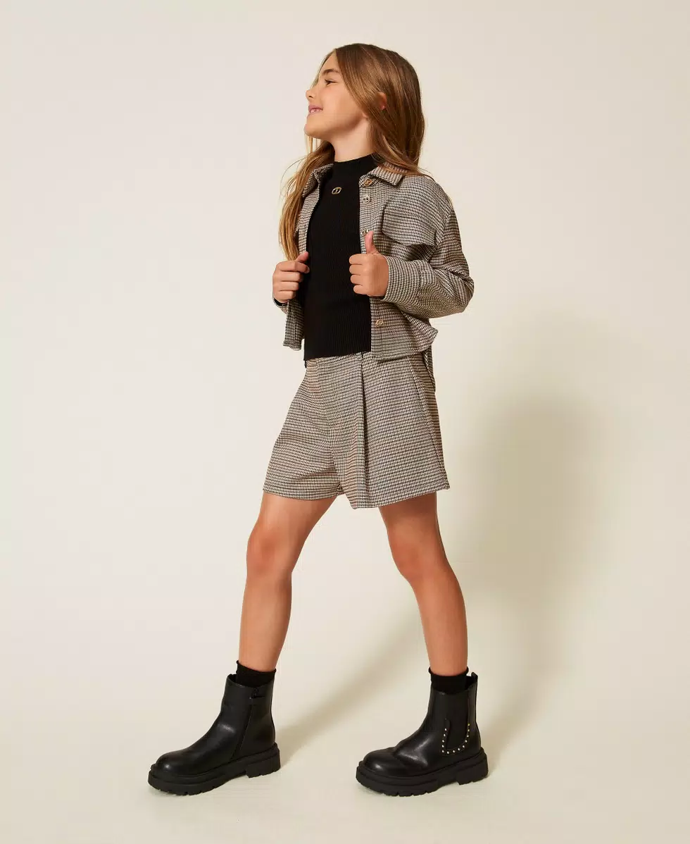SHORTS BAMBINA A PIEGHE PIED DE POULE TWINSET 252GJ2103 PIED DE POULE TWINSET KIDS