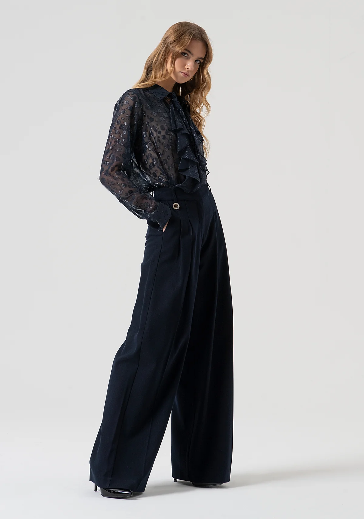 pantalone flare FR25WV3007W80031 DARK BLUE FRACOMINA