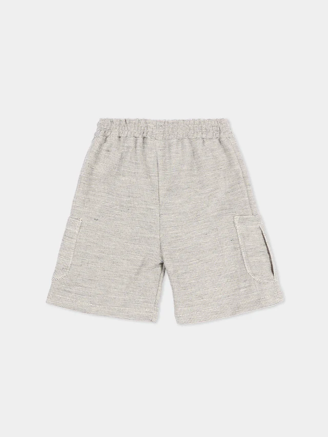 SHORTS neonato con elastco e tasconi blu melange bamboom 1126 BLU BAMBOOM