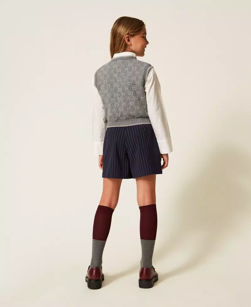 SHORTS BAMBINA GESSATO BLU TWINSET<BR/> 252GJ2041 CLASSIC BLU TWINSET KIDS