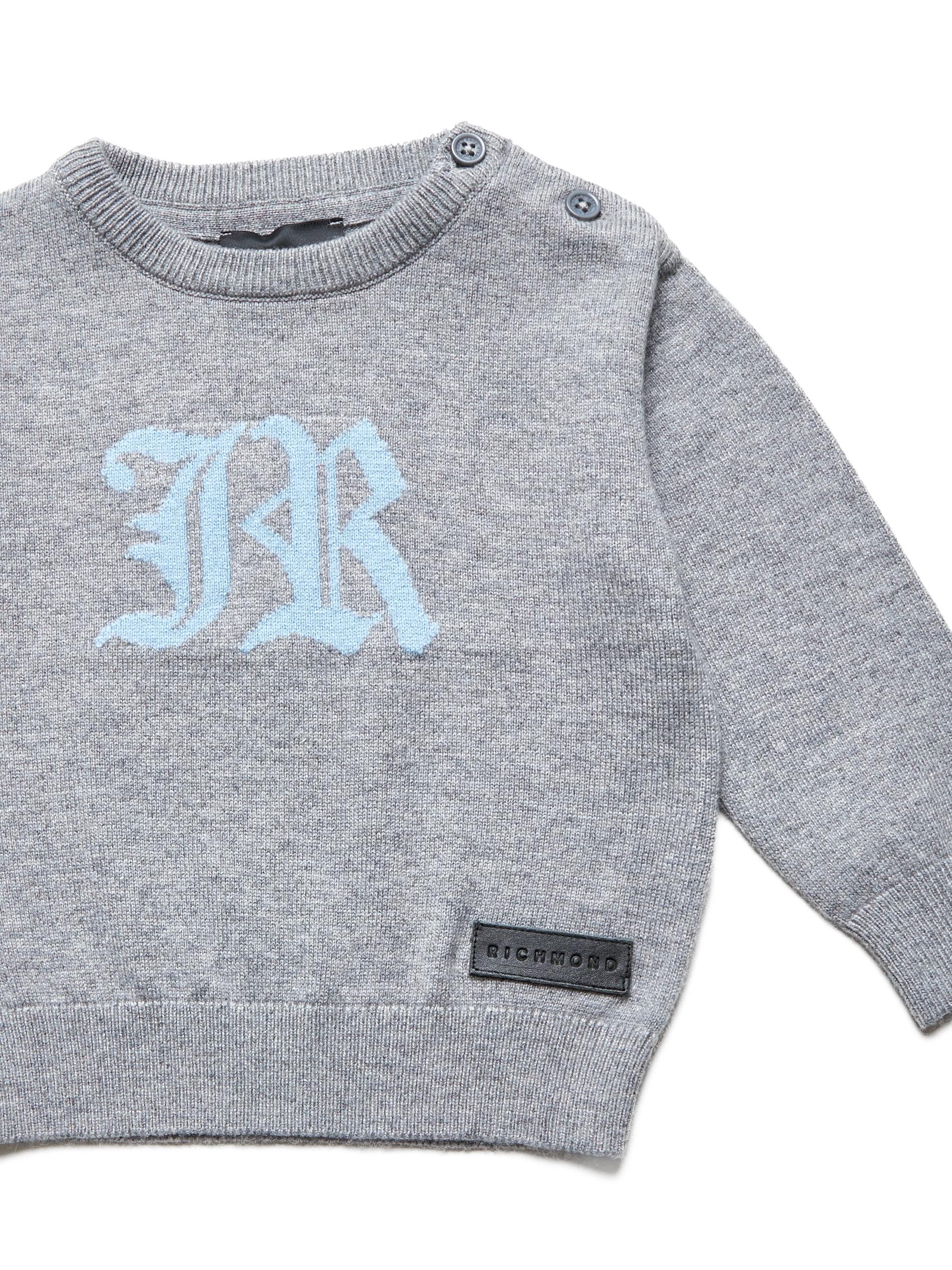 MAGLIONCINO NEONATO KATIALI RAGULAR FITO CON LOGO GRIGIO RICHMOND RIA25009MA GREY STEEL JOHN RICHMOND JUNIOR
