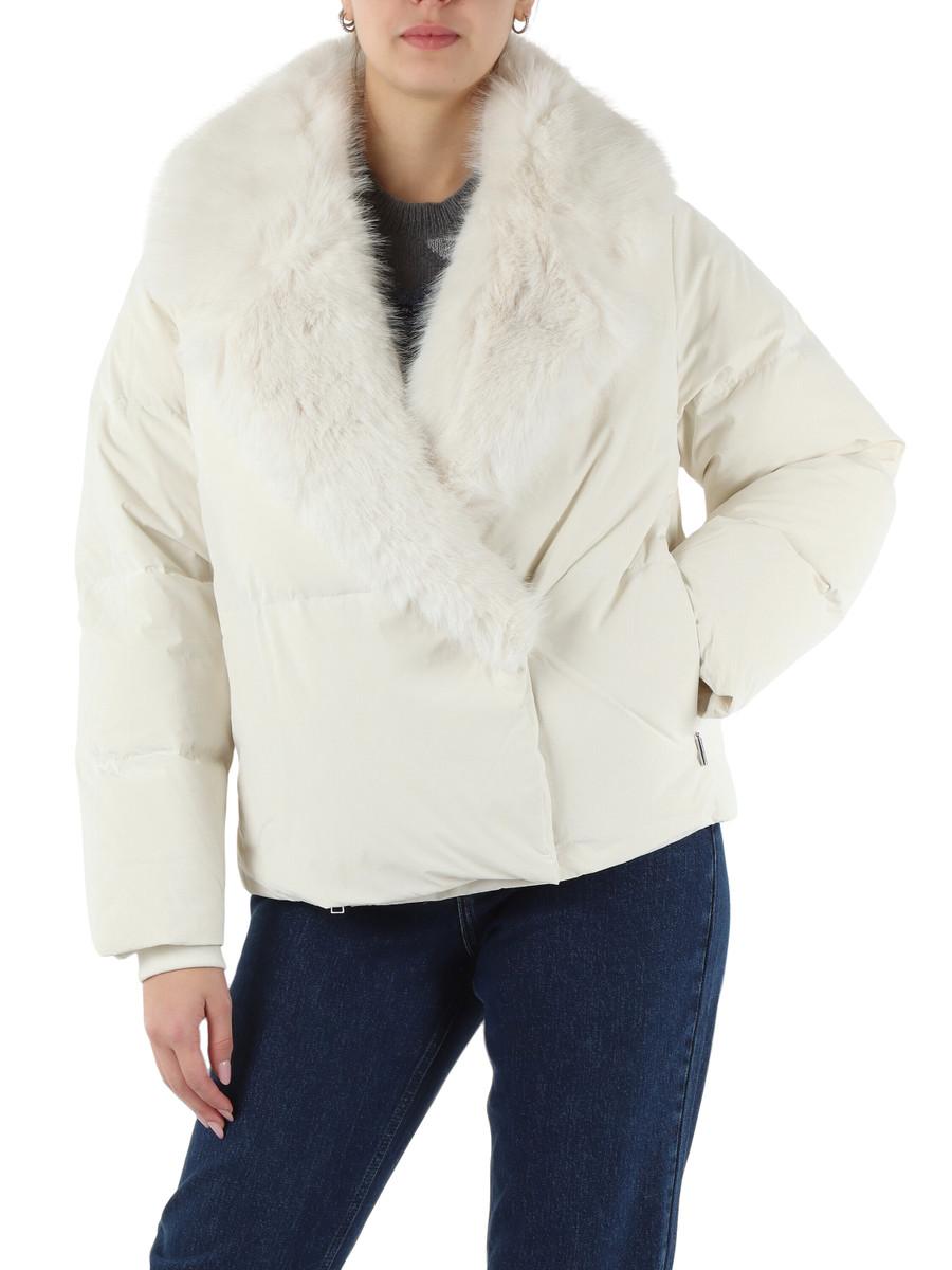PIUMINO DONNA IN PIUMA D'OCA CON PELLICCIA BIANCO FREEDOMDAY O00002 EGRET FREEDOMDAY