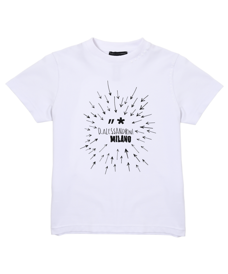 T-SHIRT BAMBINO CON STAMPA CENTRALE BIANCO DAIELE ALESSANDRINI M00216 WHITE DANIELE ALESSANDRINI