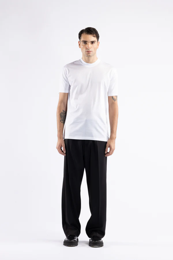 T-SHIRT UOMO REGOLARE IN FILO DI SCOZIA BIANCO I'M BRIAN TS3522 BIANCO I'M BRIAN