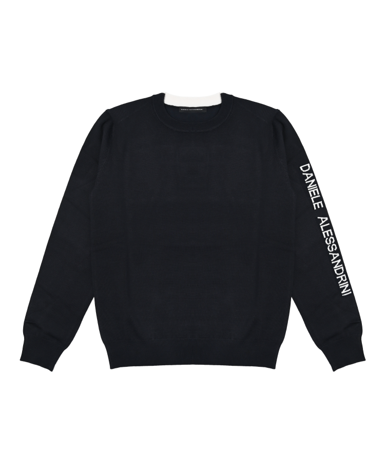 MAGLIA BAMBINO IN LANA RASATA LOGO SUL BRACCIO NAVY DANIELE ALESSANDRINI W000239 NAVY DANIELE ALESSANDRINI