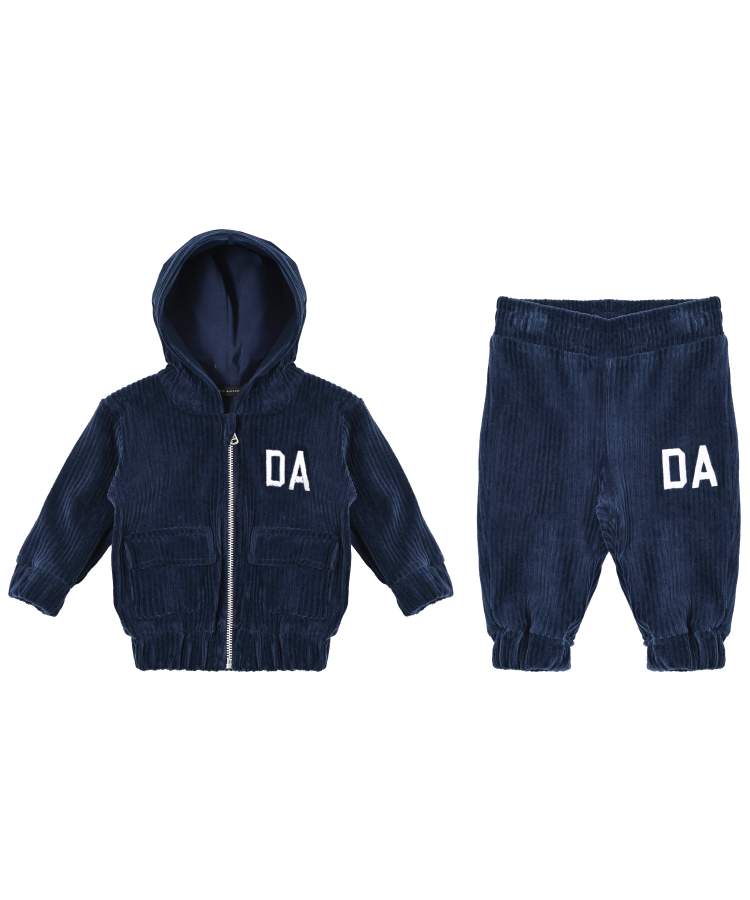 SET BAMBINO FELPA CAPPUCCIO E ZIP CON PANTALONE A COSTE NAVY DANIELE ALESSANDRINI SET00133 NAVY DANIELE ALESSANDRINI
