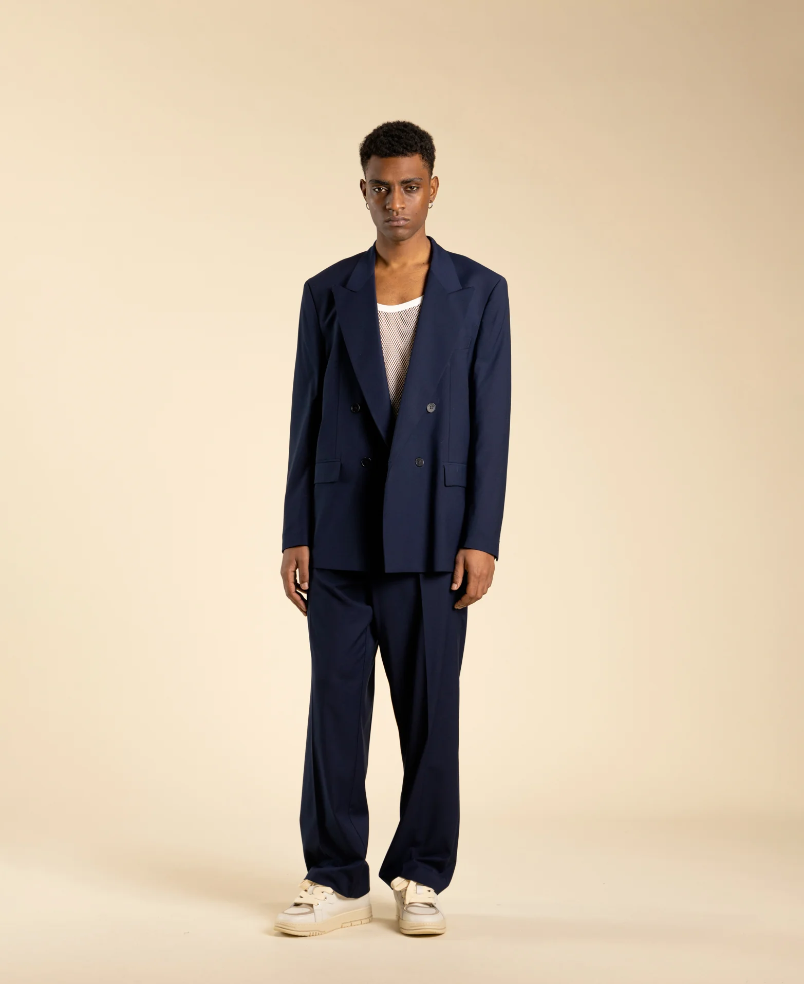 Giacca doppiopetto oversize in poliviscosa<BR/> GIA322 BLU I'M BRIAN