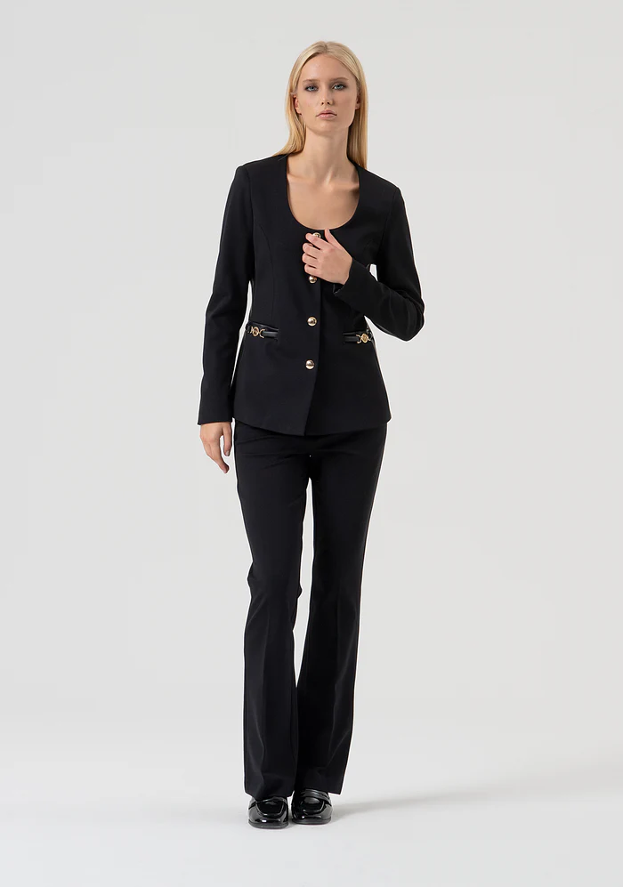 GIACCA DONNA SCOLLO TONDO SLIM FIT NERO FRACOMINA FR25WJ2006W78001 BLACK FRACOMINA
