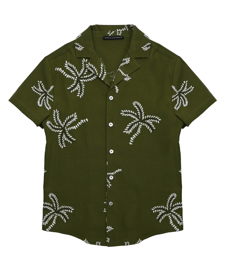 camicia BAMBINO IN COTONE RICAMATO VERDE DANIELE ALESSANDRINI C00423 ARMY DANIELE ALESSANDRINI