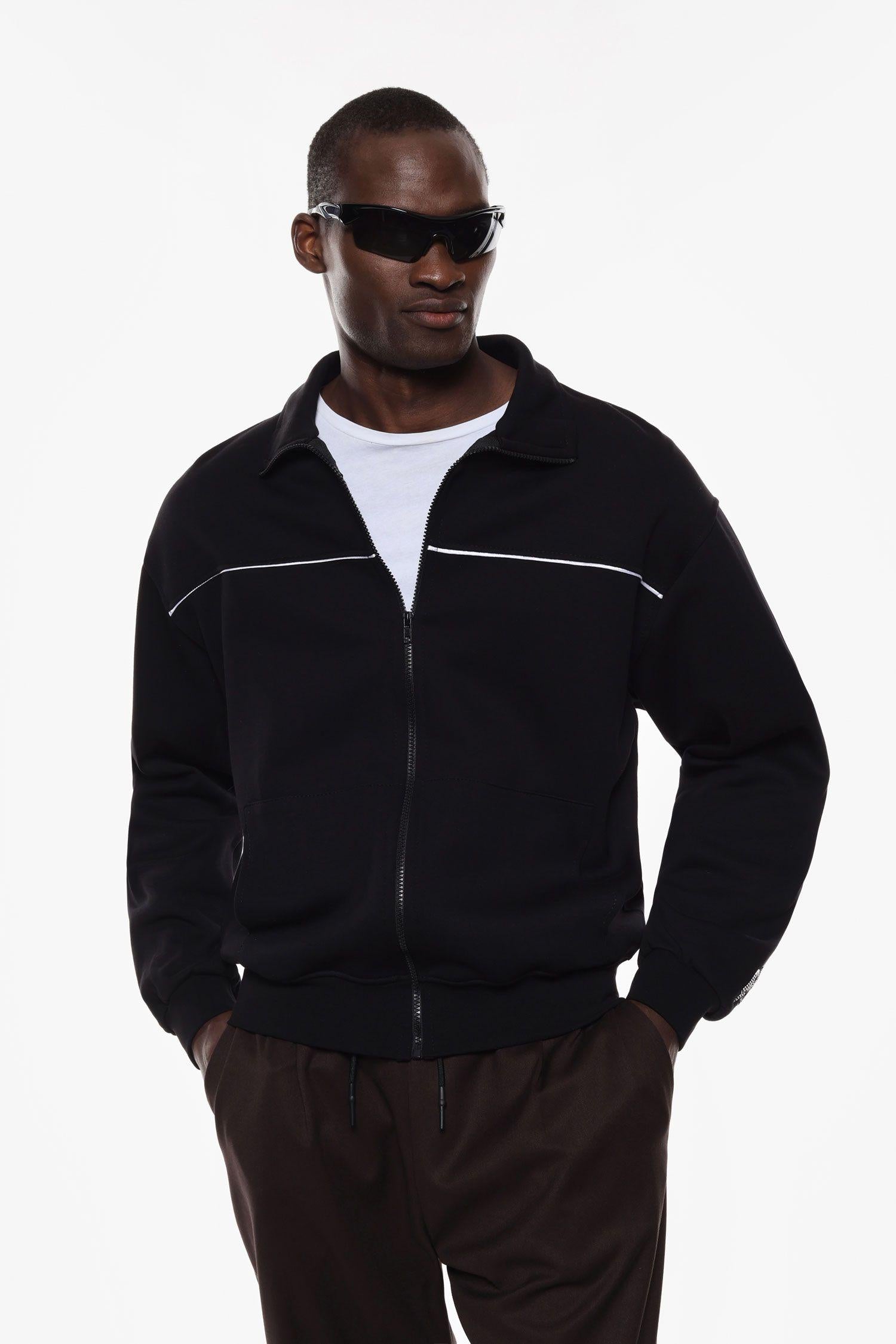 Felpa uomo senza cappuccio con zip frontale nero imperial F8588F125 NERO IMPERIAL UOMO