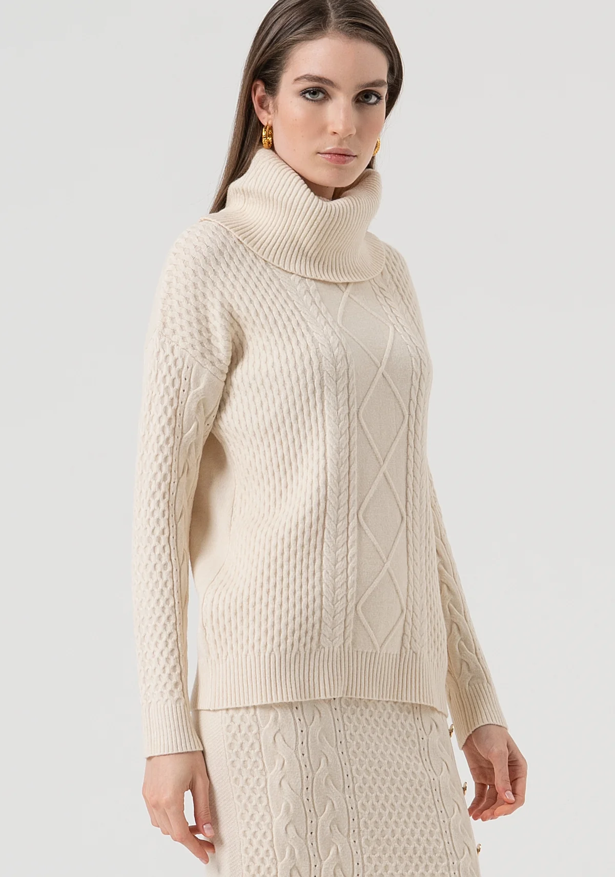 MAGLIA DONNA COLLO AD ANELLO CON TRECCE VANILLA FRACOMINA FR25WT7035K50201 VANILLA FRACOMINA