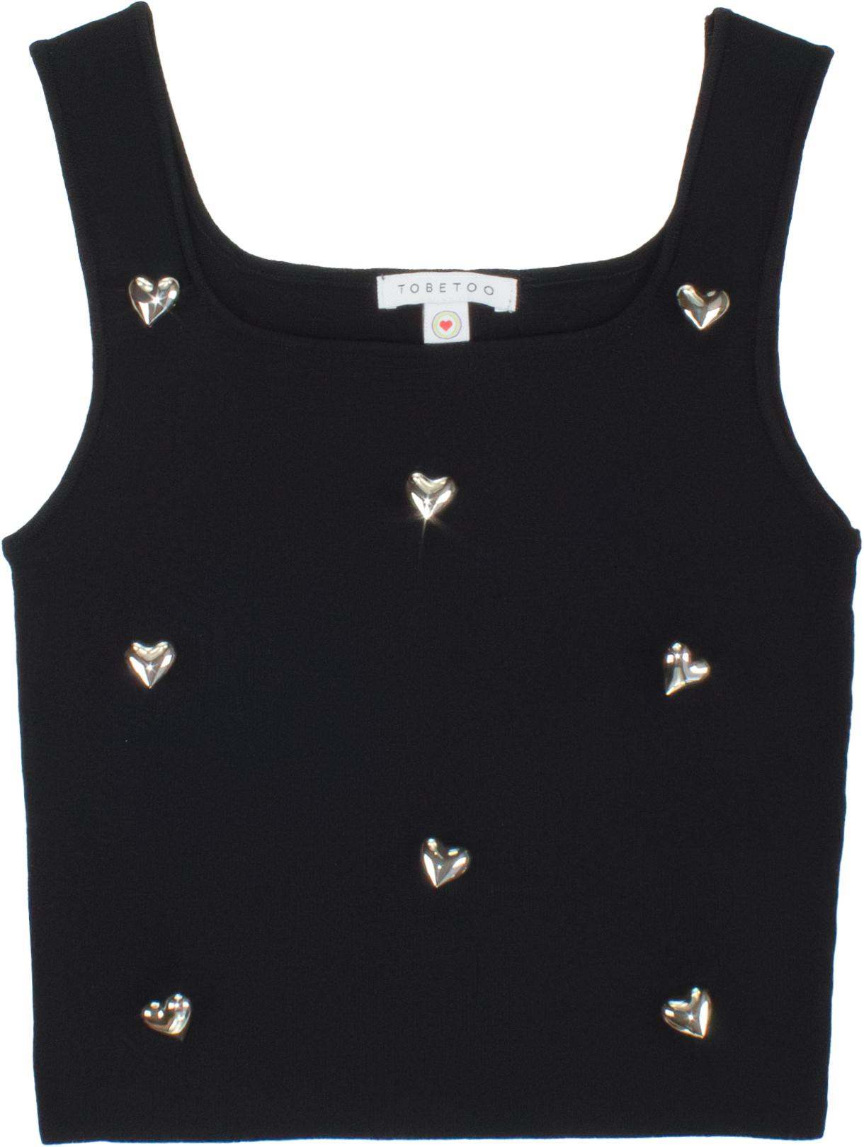 TOP BAMBINA A COSTINE CON APPLICAZIONI NERO TO BE TOO T1321Y NERO TO BE TOO