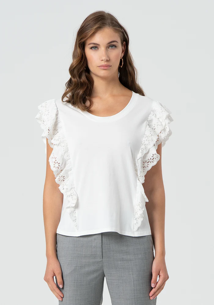 Top regular in jersey<BR/> FR25ST2016J401R1 CREAM FRACOMINA