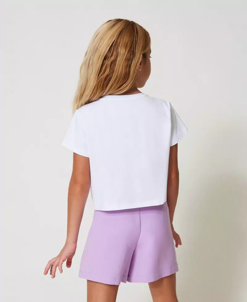 T-shirt cropped con patch 251GJ2480 BIANCO TWINSET KIDS