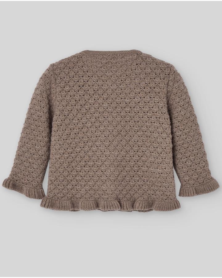 CARDIGAN NEONATA IN LANA BEIGE PAZ RODRIGUEZ 001-112973 UNICO PAZ RODRIGUEZ