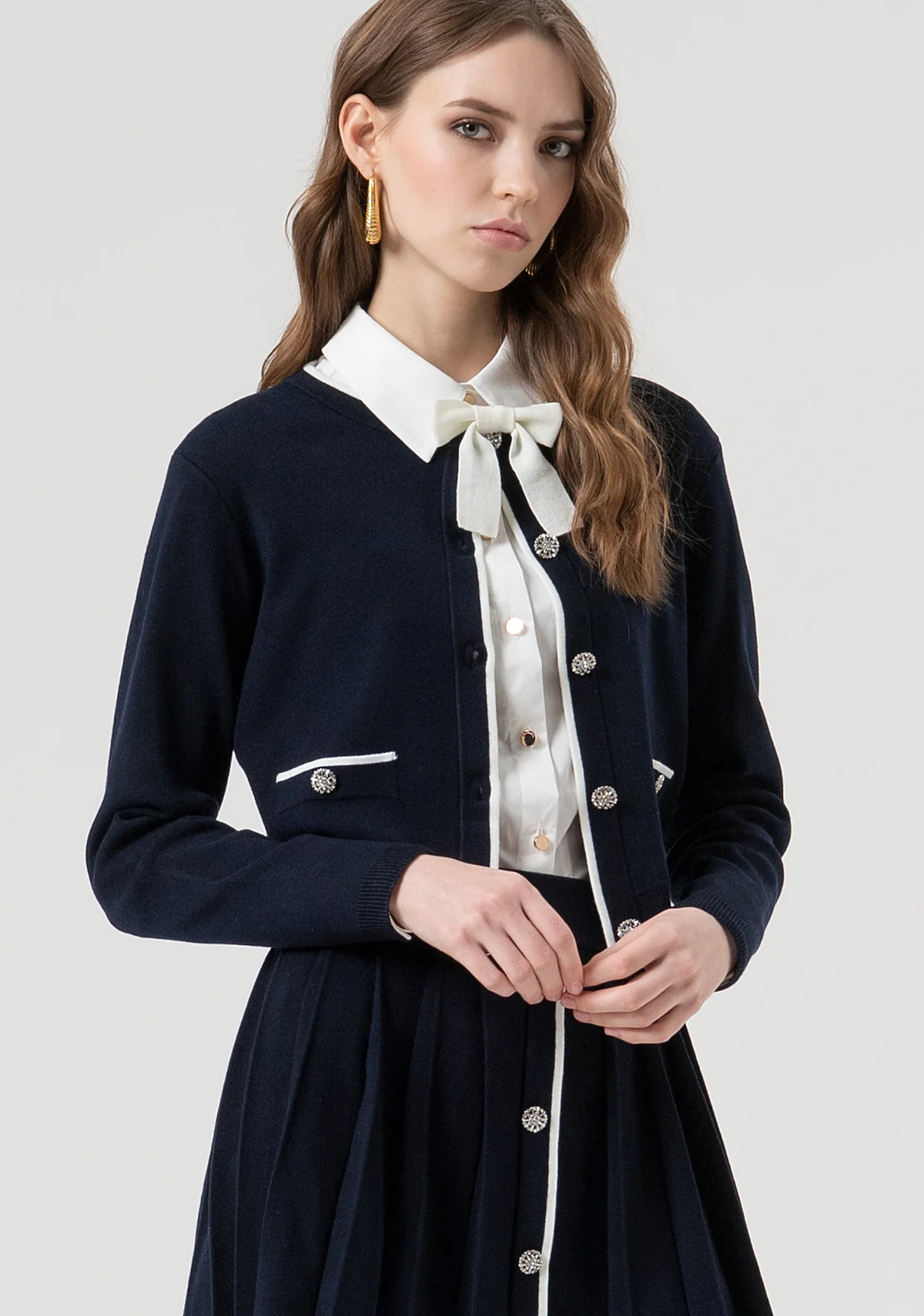 CARDIGAN FR25WT8023K45601 DARK BLUE CREAM FRACOMINA