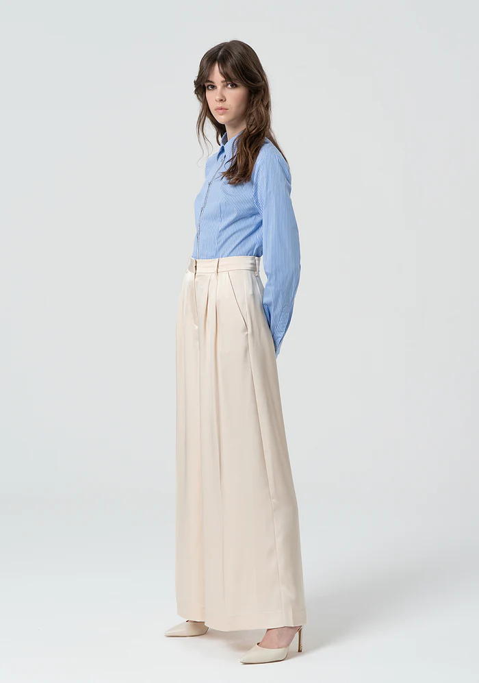 Pantaloni a palazzo in raso FR25SV3002W41101 CREAM FRACOMINA