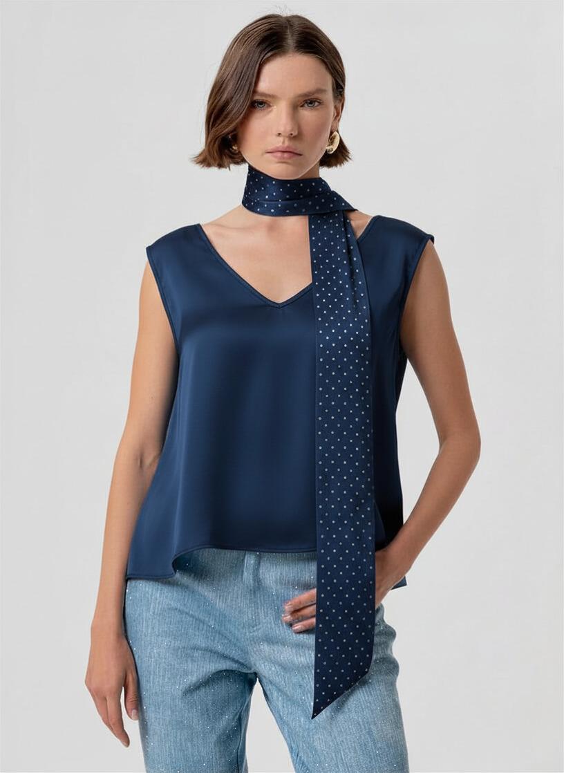 TOP DONNA SCOLLO V BLU FRACOMINA FR26ST2016W58401 BLU FRACOMINA