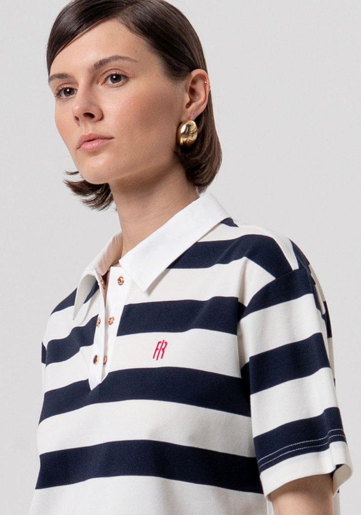 POLO DONNA OVER A RIGHE DARK BLU FRACOMINA FR26ST3044J491V9 DARK BLU FRACOMINA