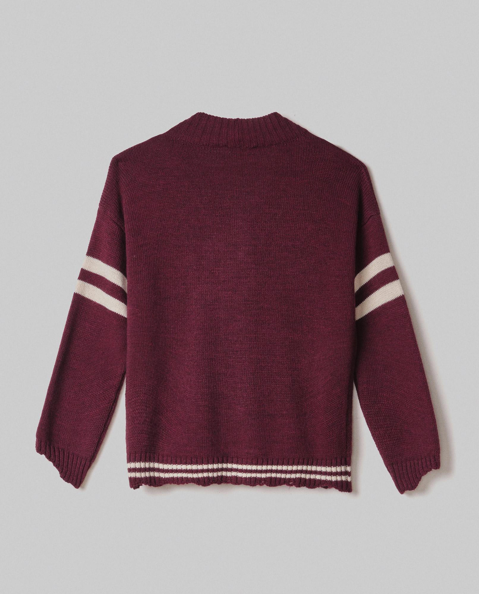CARDIGAN DONNA IN LANA CON BANDA A CONTRASTO BORDEAUX HINNOMINATE HMABW02087 BORDEAUX HINNOMINATE