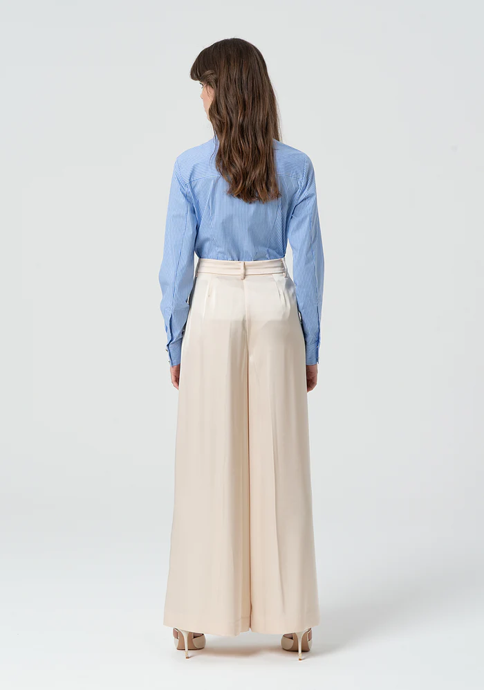 Pantaloni a palazzo in raso FR25SV3002W41101 CREAM FRACOMINA