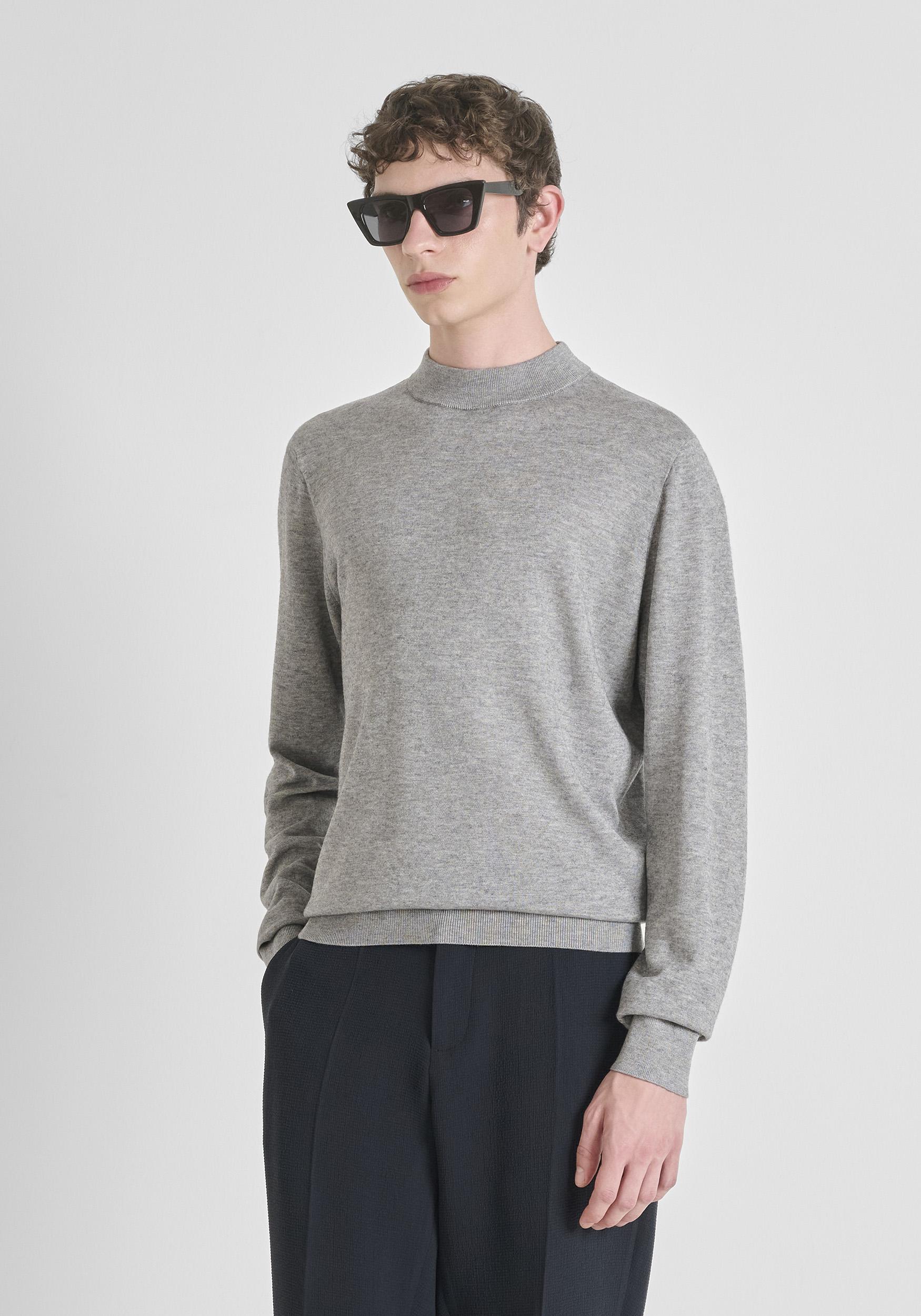GIROCOLLO UOMO REGULAR FIT IN LANA GRIGIO MEDIO ANTONY MORATO MMSW01523-YA400145 GRIGIO MEDIO ANTONY MORATO