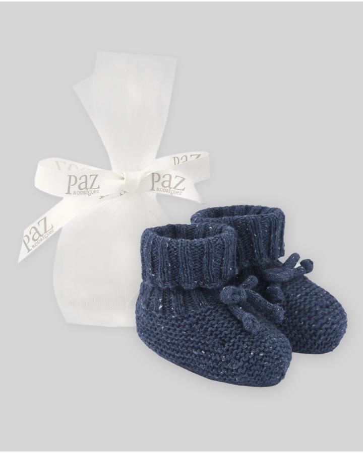BABBUCCE NEONATO IN LANA BLU PAZ RODRIGUEZ 018-131816 BLU PAZ RODRIGUEZ