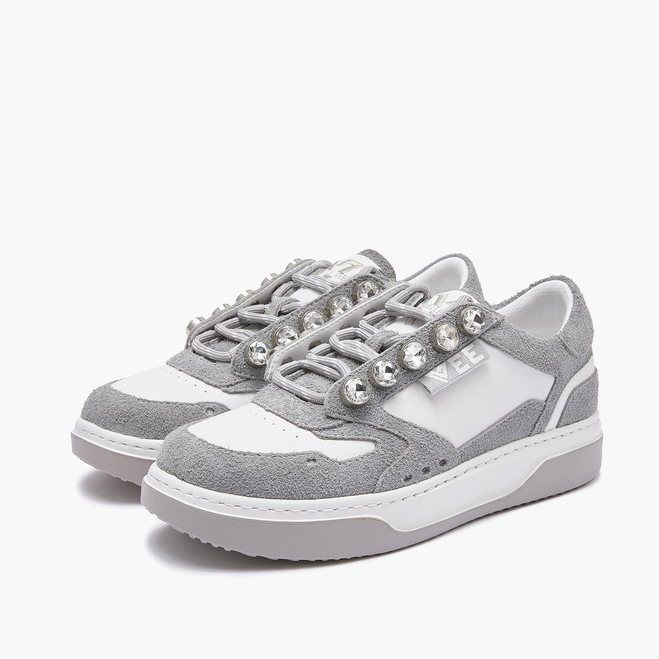 SNEAKERS DONNA DENISE STRASS 502-10 GREY EMANUELLE VEE 452P-502-10-P158CB GREY-WHITE EMANUELLE VEE