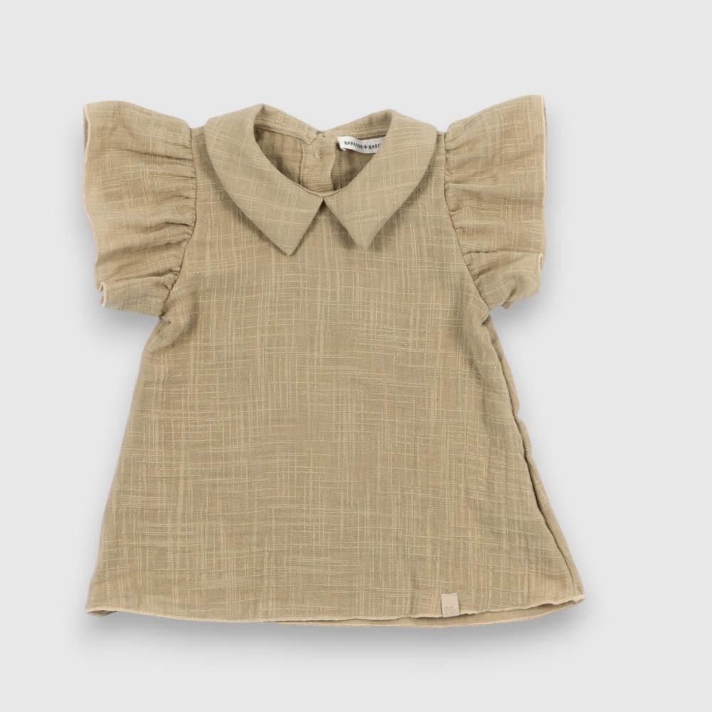 VESTITO NEONATA IN LINO MUSTARD BAMBOOM 1104TE MUSTARD BAMBOOM