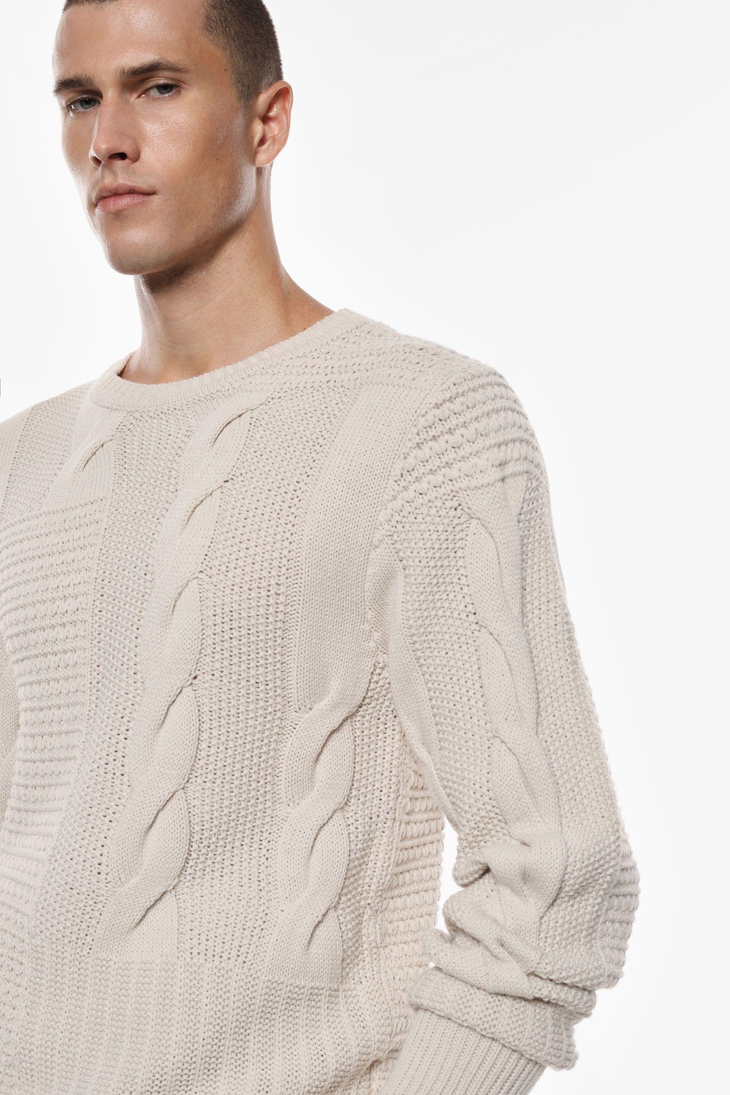 maglione uomo trecce collo tondo beige imperial M3614TWEN PANNA IMPERIAL UOMO