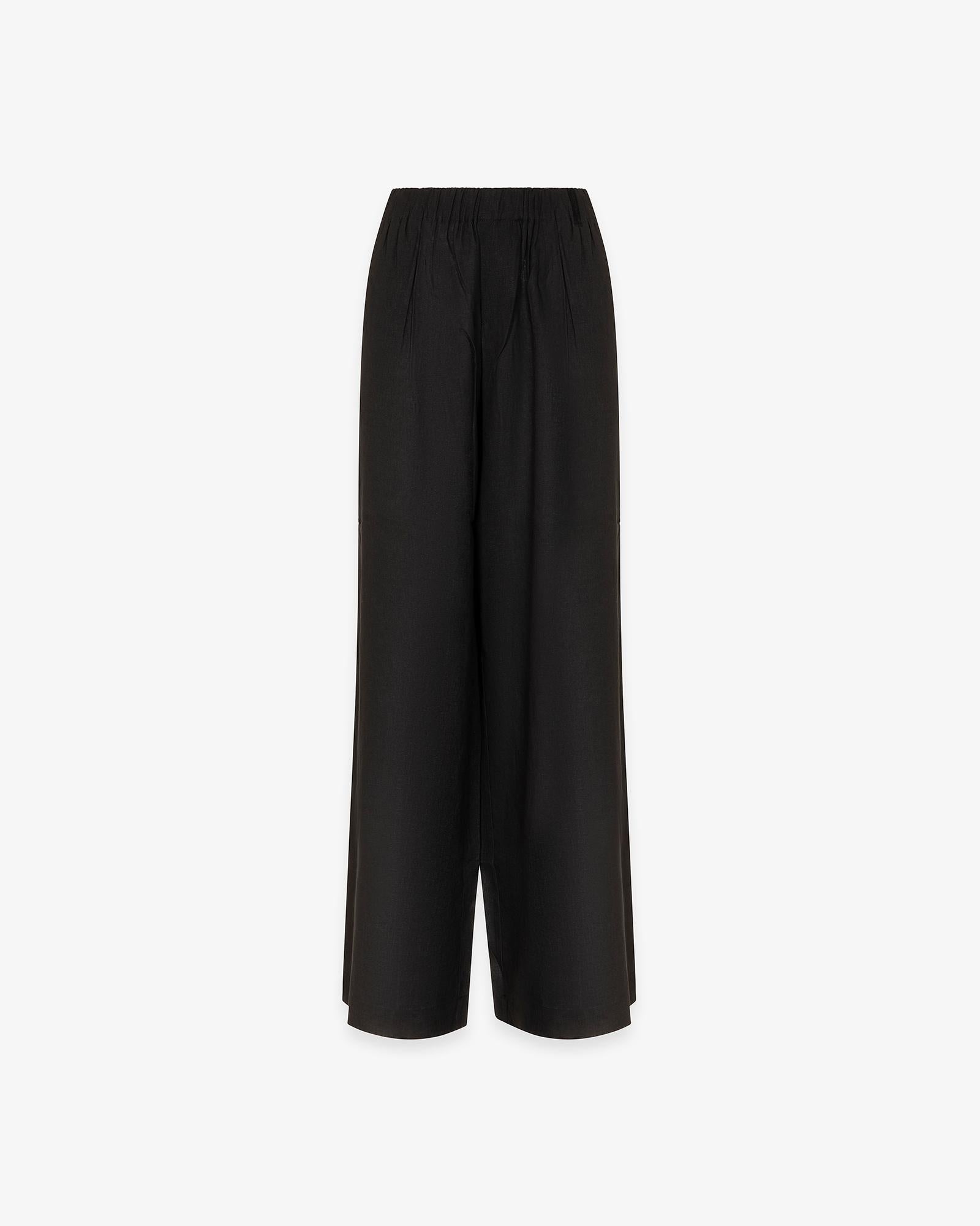 PANTALONE DONNA LARGO DRITTO IN LINO NERO HINNOMINATE HMABW02641 NERO HINNOMINATE