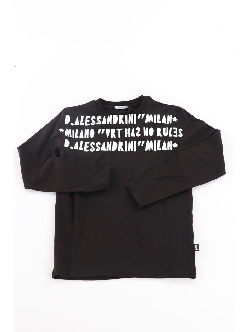 T-SHIRT BAMBINO MANICA LUNGA CON SRITTE A CONTRASTO NERO DANIELE ALESSANDRINI M00212 NERO DANIELE ALESSANDRINI