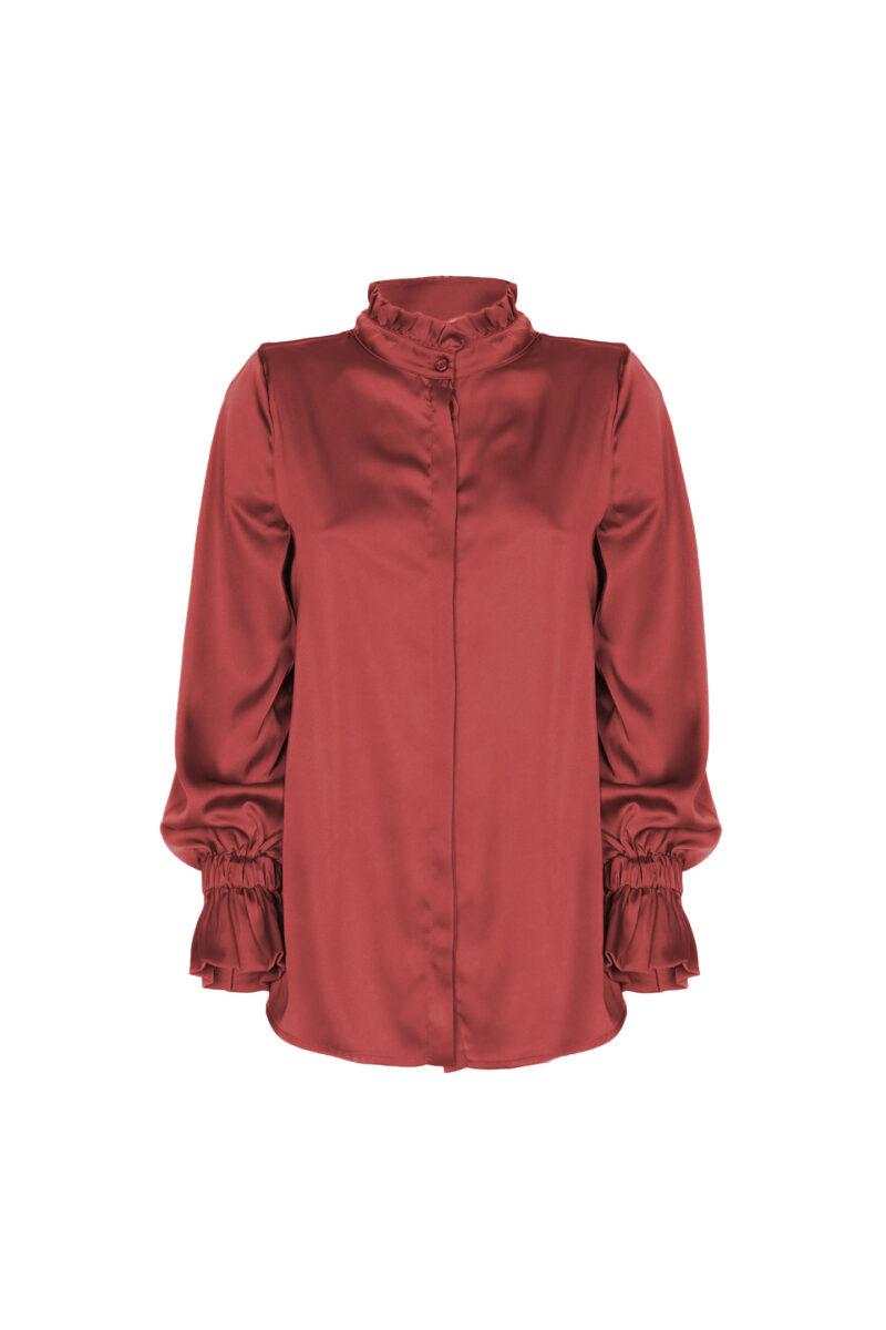 BLUSA ROUCHES COLLO RASO