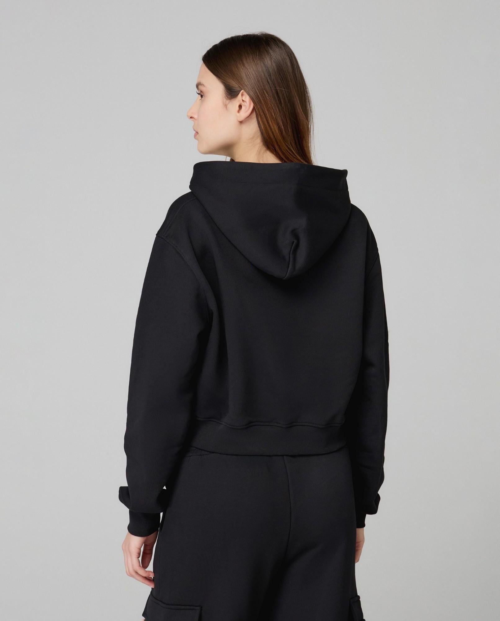 FELPA DONNA CORTA BASIC CON CAPPUCCIO NERO HINNIMINATE HMABW01935 NERO HINNOMINATE