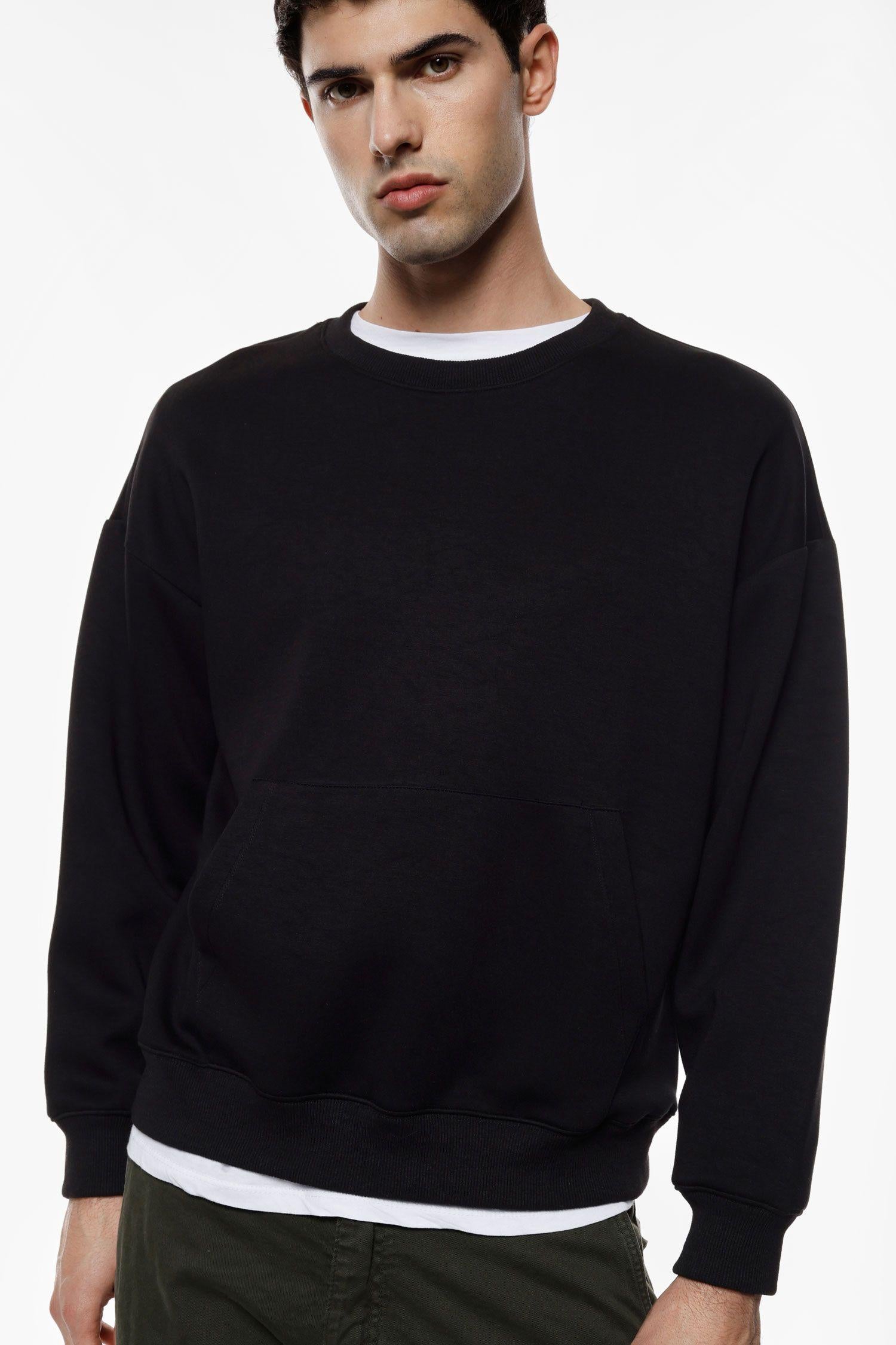 Felpa uomo collo rotondo tinta unita nero imperial F851930759 NERO IMPERIAL UOMO