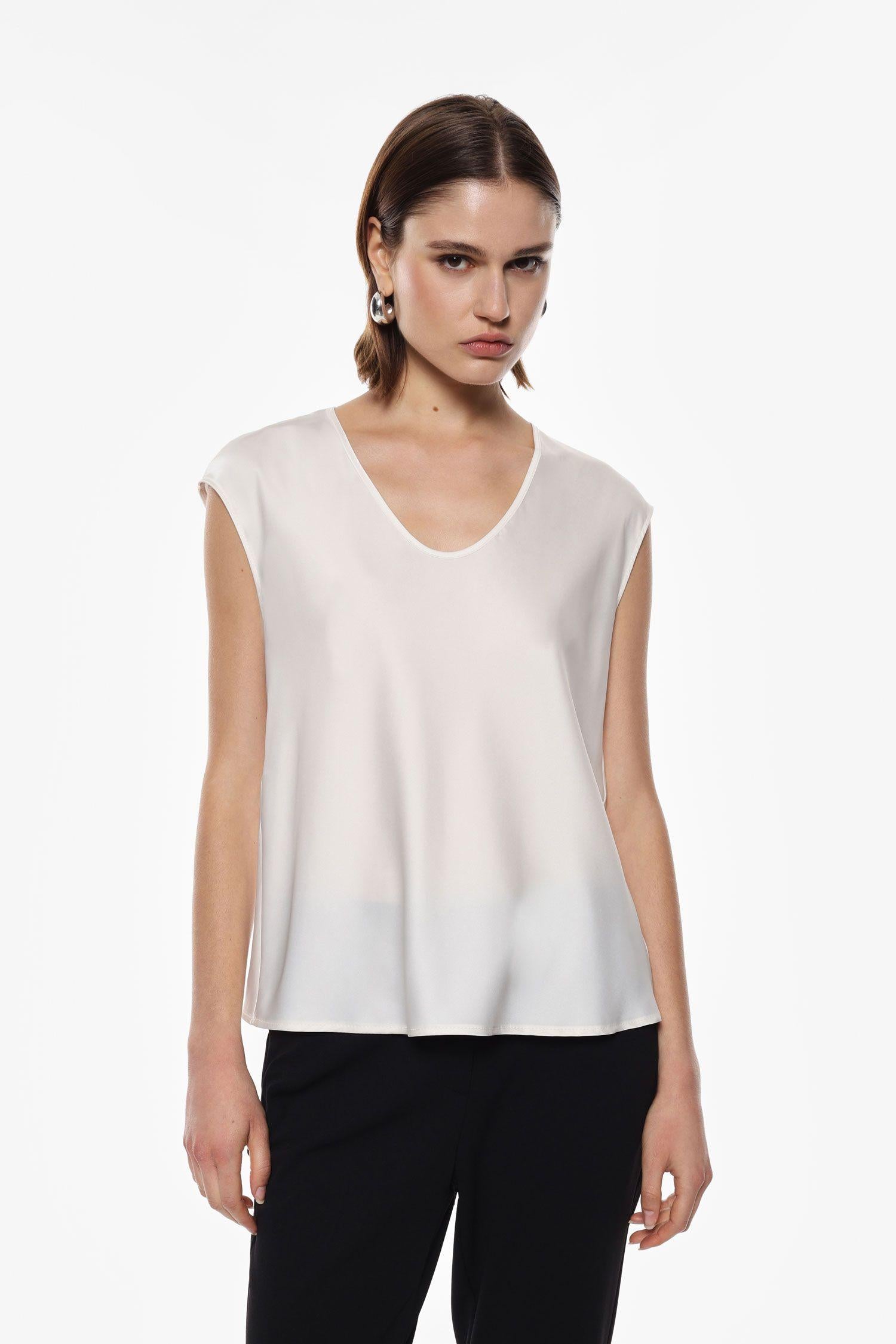 Top donna ampio scollo a v senza maniche champagne imperial REH0KDG CHAMPAGNE IMPERIAL