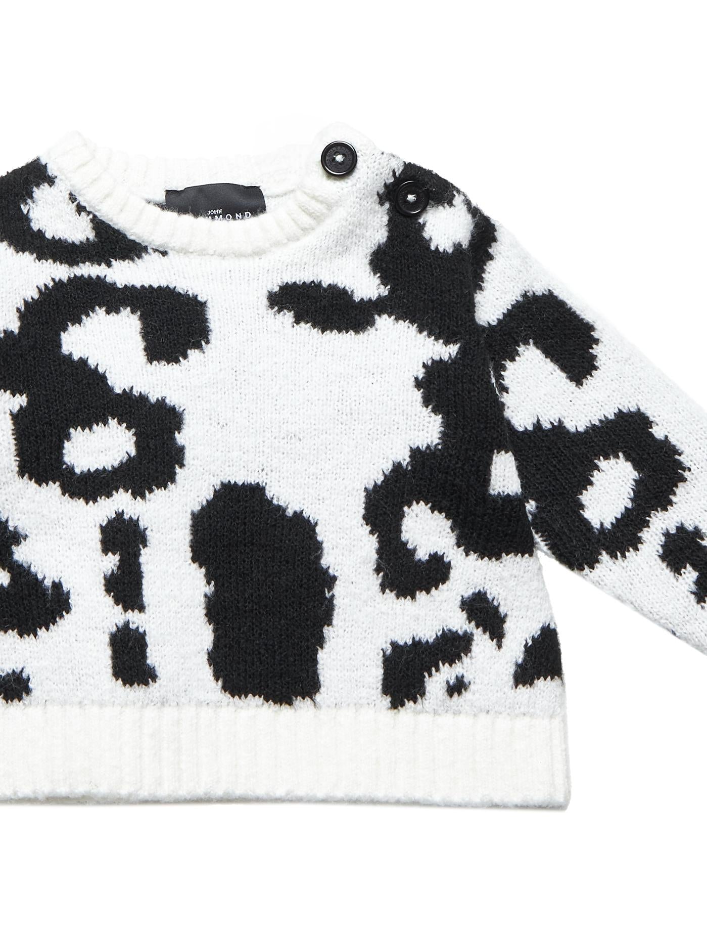 MAGLIONE NEONATA GAMEN GIROCOLLO CROP MACULATO BIANCO RICHMOND RIA25015MA WHITE SPOTTED JOHN RICHMOND JUNIOR