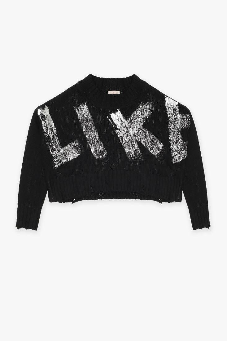 Maglione cropped bambina con paillettes